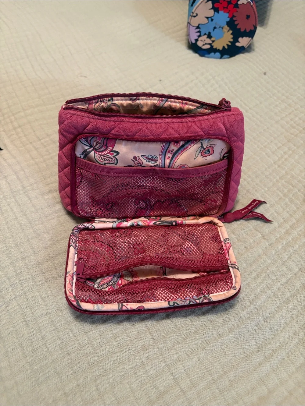 Vera Bradley Quilted Cosmetic Organizer in Raspberry